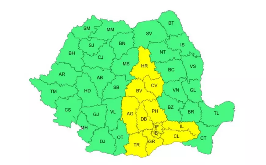 Cod galben de ger, în București și în mai multe județe din țară. Unde va fi cel mai frig