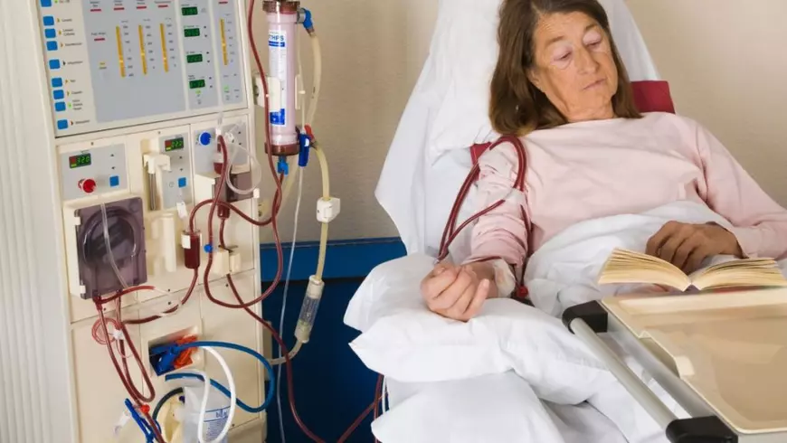 Pacient pe patul de spital primeste tratament de hemodializă Sursă: Profimedia Images