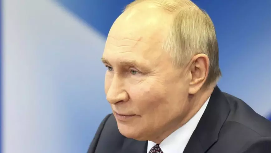 Prim plan cu președintele rus Vladimir Putin la Forumul Tehnologiilor Viitoare din 21 februarie 2025, Sursă Profimedia Images