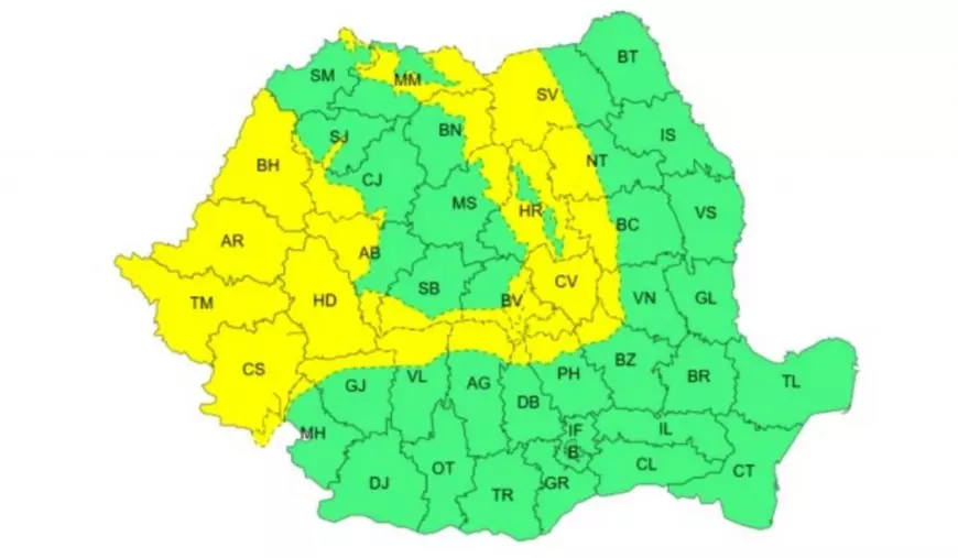 Avertizare meteo ANM de cod galben până sâmbătă seară, 15 martie 2025.