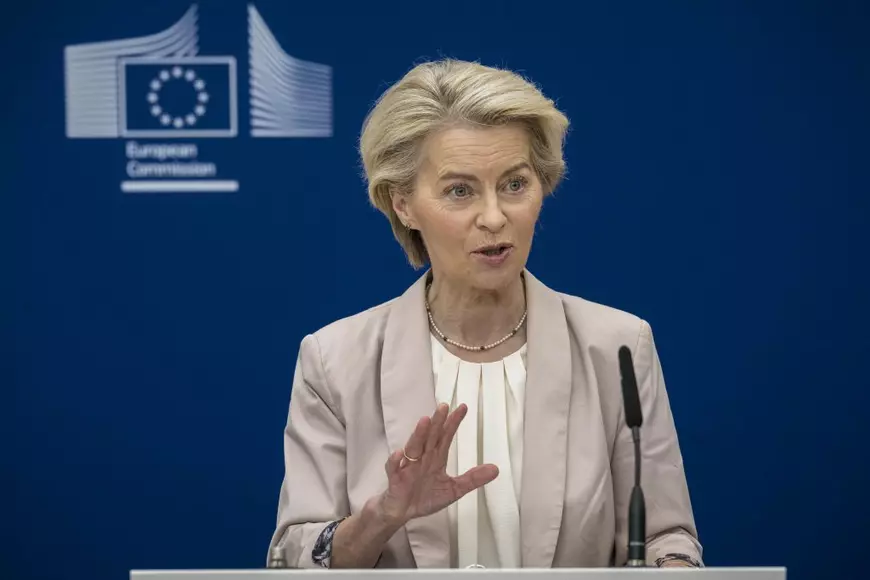Ursula von der leyen intr-o conferinta de presa, 3 martie