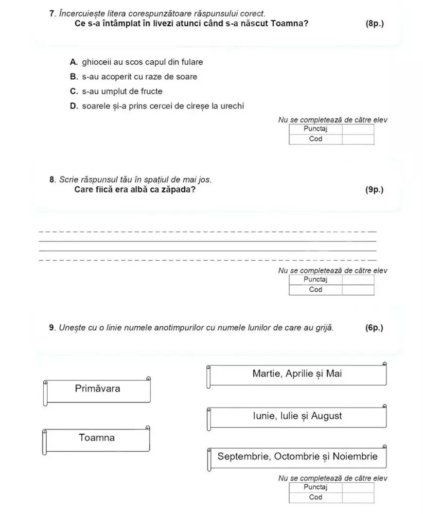 Evaluare Națională clasa a-II, 2025. Ce subiecte au primit elevii la Citire