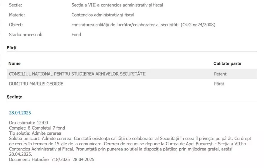 Rezervistul din AUR declarat colaborator al Securității comuniste. Marius Dumitru turna aviatorii de la Borcea care ascultau Europa Liberă