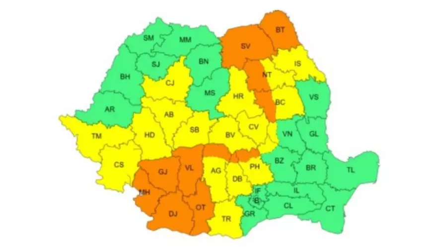 România, sub cod galben de caniculă și cod portocaliu de furtuni. Meteorologii ANM au emis atenționări valabile în peste 20 de județe din țară