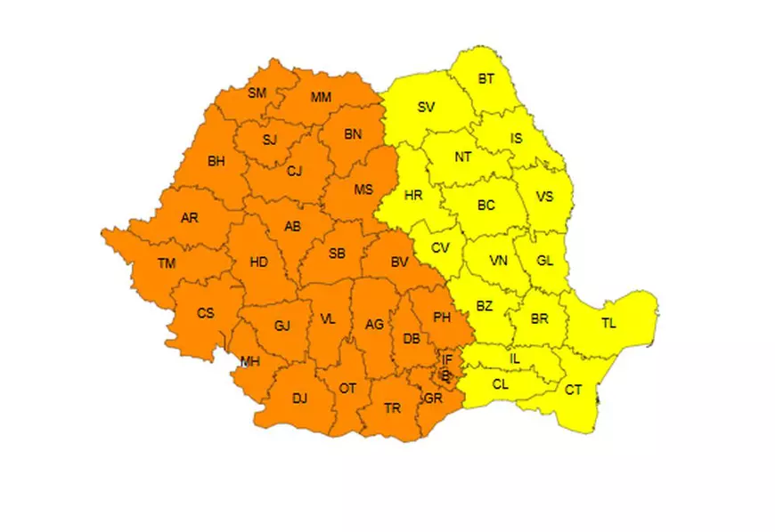 Temperaturi de 40 de grade în România. Cod portocaliu și galben de caniculă: harta zonelor vizate de avertizarea meteo ANM