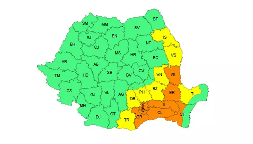 Ploi torențiale, vijelii și grindină în jumătate de țară până miercuri, canicula mai persistă. Harta județelor unde ANM a emis 8 coduri portocalii și galbene