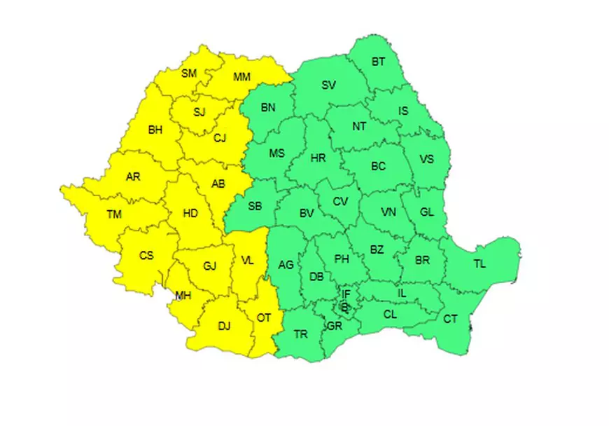 Cod galben de caniculă în jumătatea de vest a țării. Valul de căldură se extinde vineri, anunță ANM