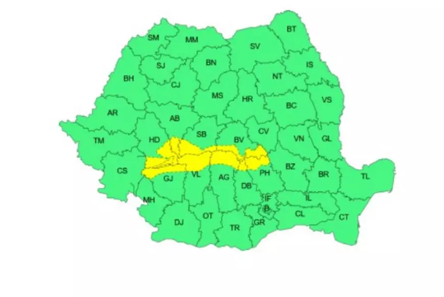 Cod roșu de caniculă în 3 județe ale țării, cod portocaliu și galben în restul. În 9 județe va ploua torențial. Harta zonelor vizate de avertizările meteo