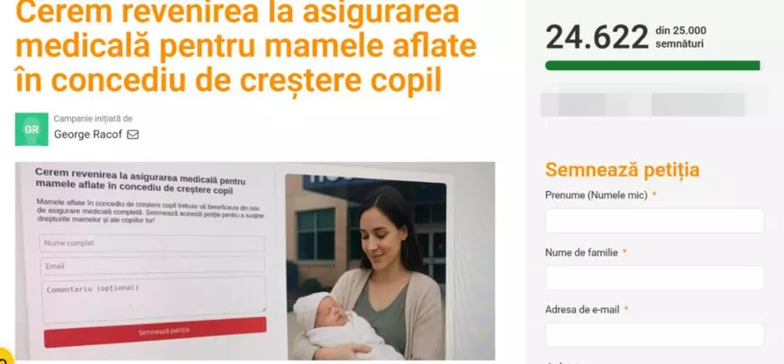 Peste 24.000 de semnături într-o zi pentru dreptul la sănătate al mamelor aflate în concediu de creștere copil