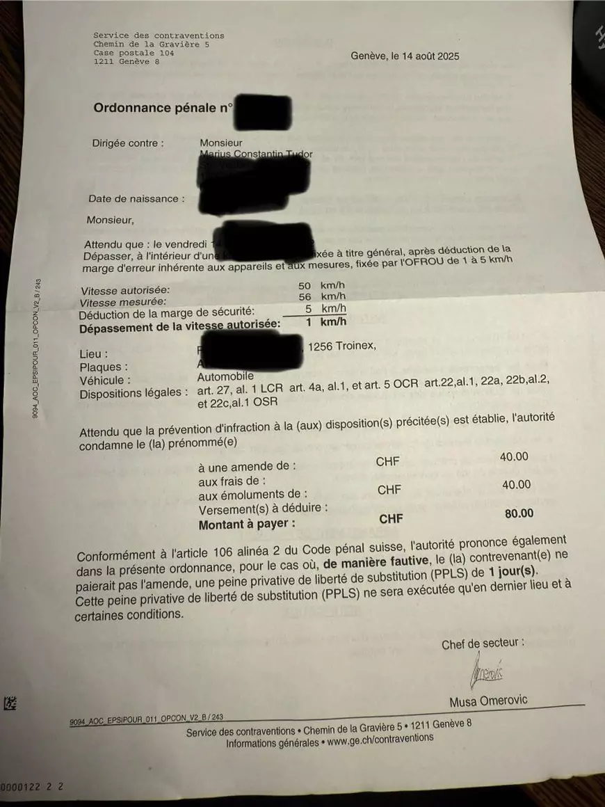 Un român a depășit cu 1 km/h viteza legală în Elveția și a primit amenda în țară: „Mi-ar plăcea să fie așa și în România”