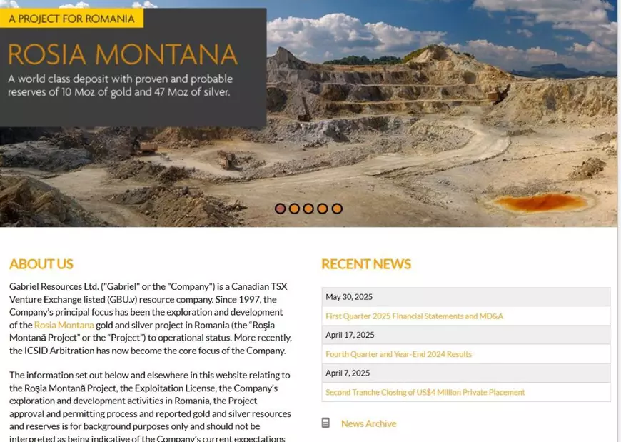 Bătălia pentru aurul de la Roșia Montană. Statul român răspunde acuzațiilor lui Gabriel Resources, care solicită anularea deciziei prin care a pierdut dreptul de exploatare