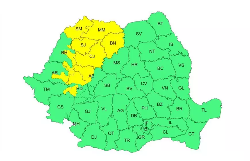 Ploi abundente și descărcări electrice în aproape toată țara, până vineri seară. Harta județelor aflate sub avertizare meteo ANM cod galben