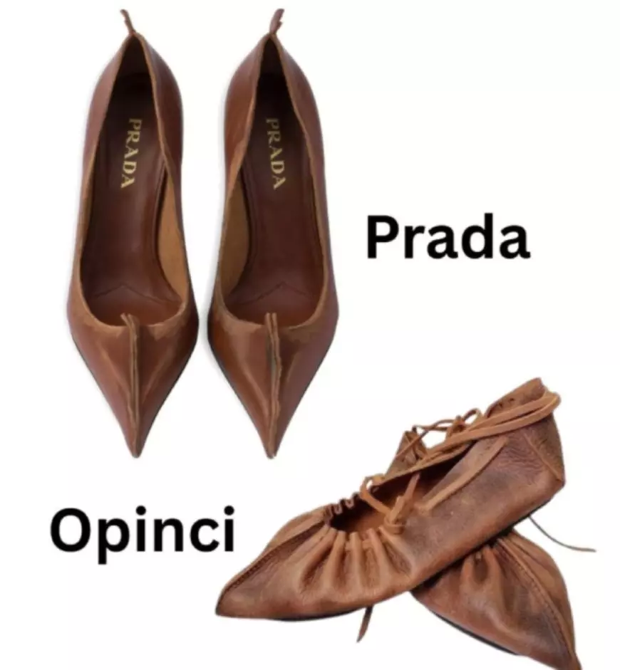 Pantofii Prada seamănă cu opincile tradiționale românești. Foto Turnul Sfatului