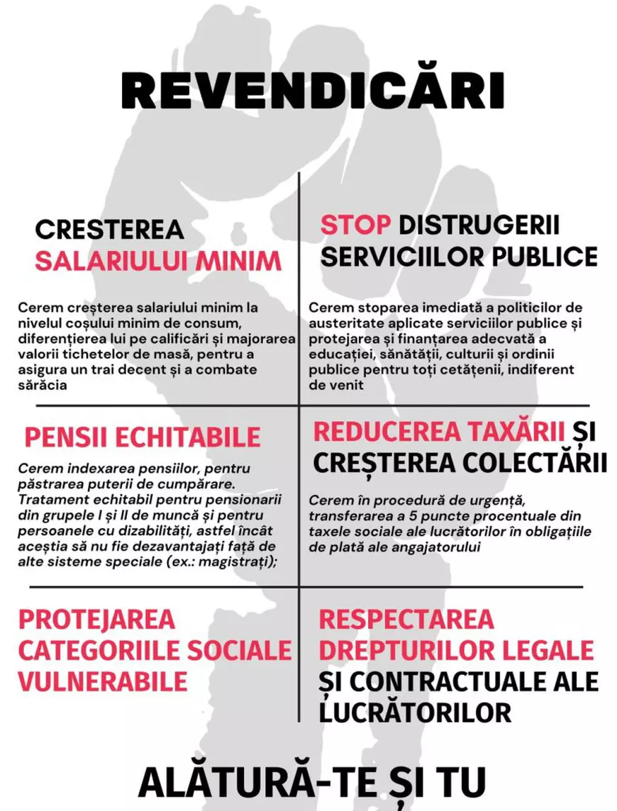 Mii de oameni au protestat în Piața Victoriei  pentru creşterea salariului minim şi a pensiilor. Sloganurile politice, interzise