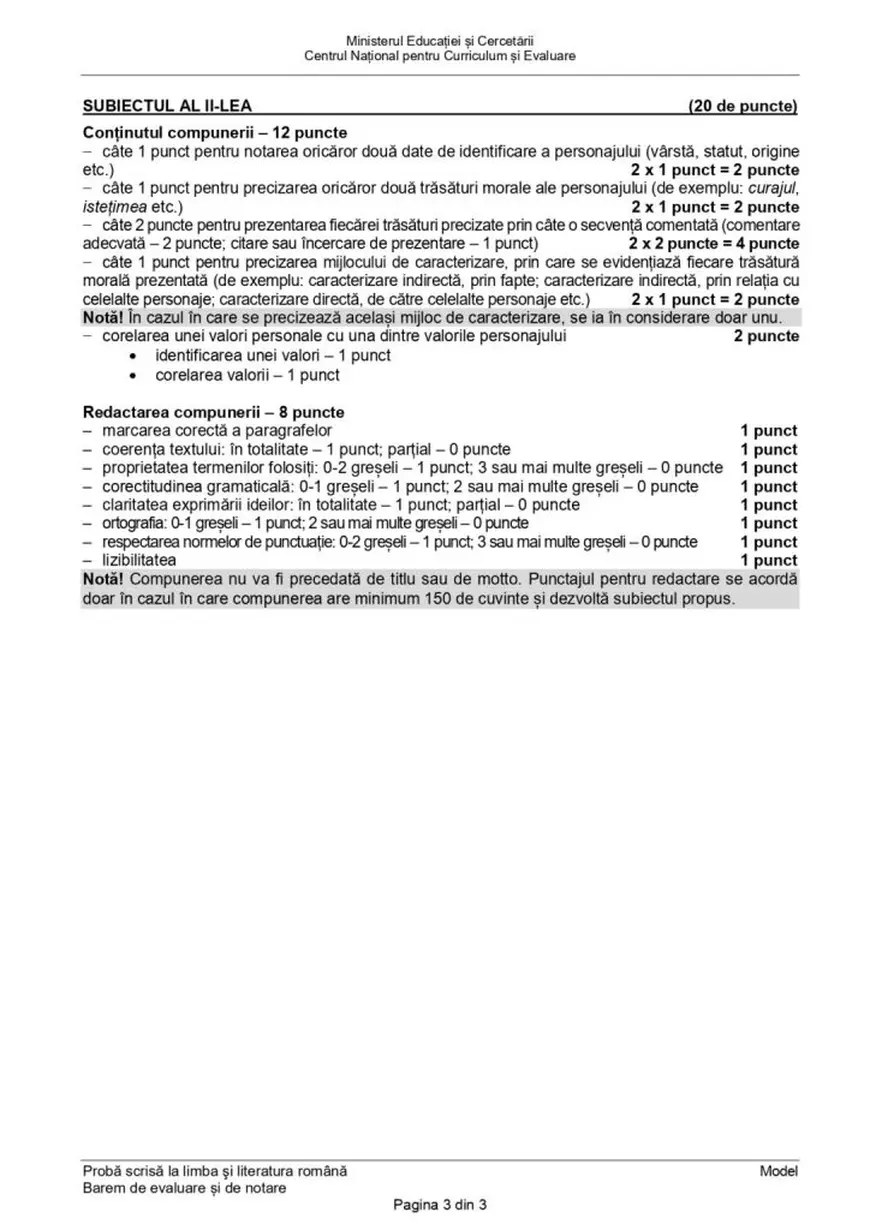 Evaluare Națională 2026. Model de subiecte la Limba și literatura română