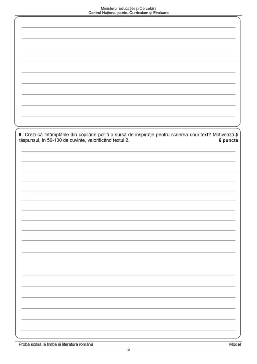 Evaluare Națională 2026. Model de subiecte la Limba și literatura română