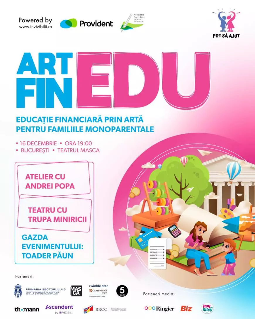 În prag de sărbători, ArtFinEdu aduce educația financiară mai aproape de familiile monoparentale prin teatru și activități creative