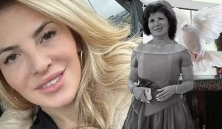 Colaj foto cu Amiana Păștina, în stânga, cu părul blond, și mama ei, Codruța Notar, alb-negru, în rochie cu umerii goi și un porumbel alb pe umărul stâng