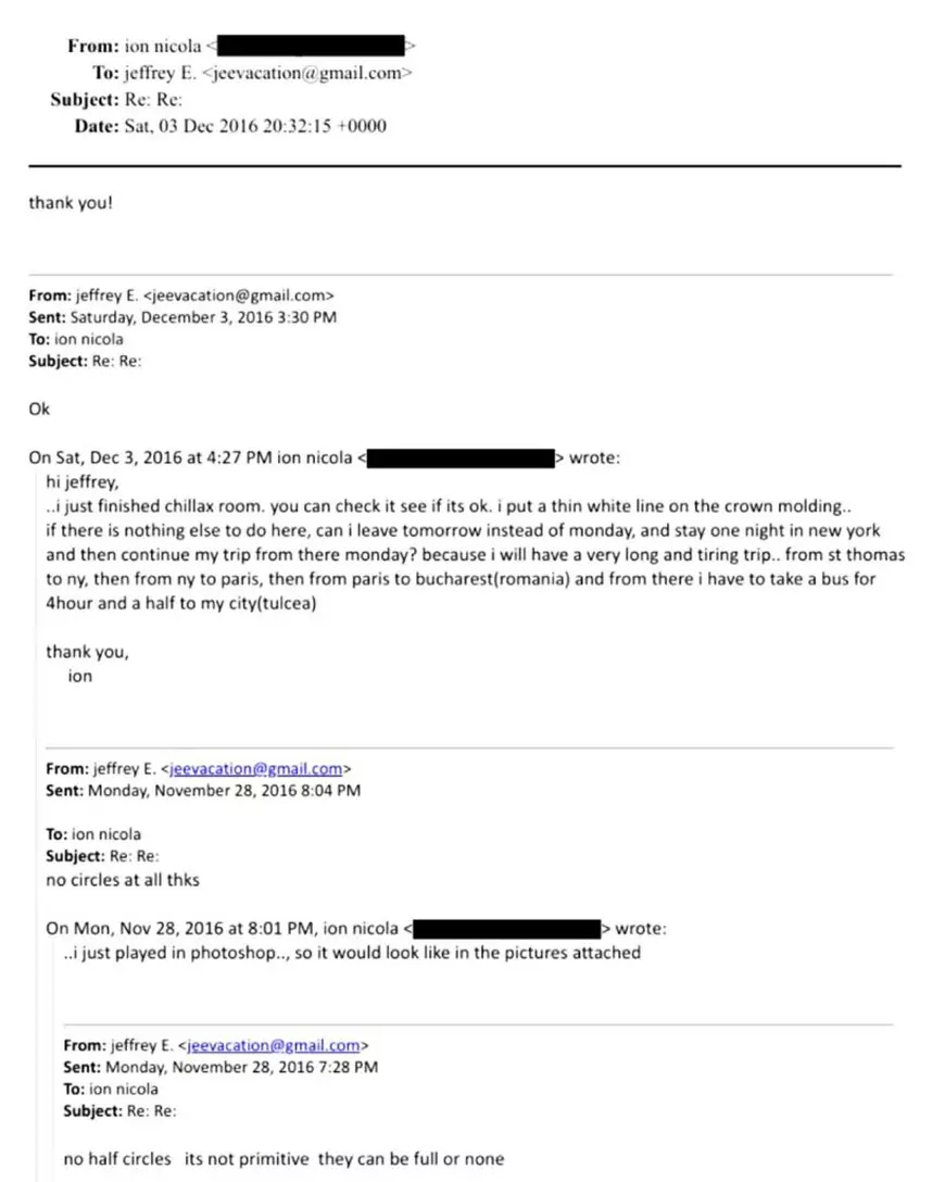 E-mailul trimis de Ion Nicola lui Jeffrey Epstein pe 3 decembrie 2016