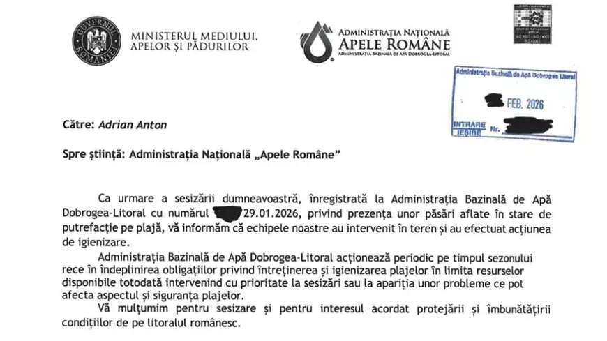 Răspunsul transmis de ABADL, facsimil