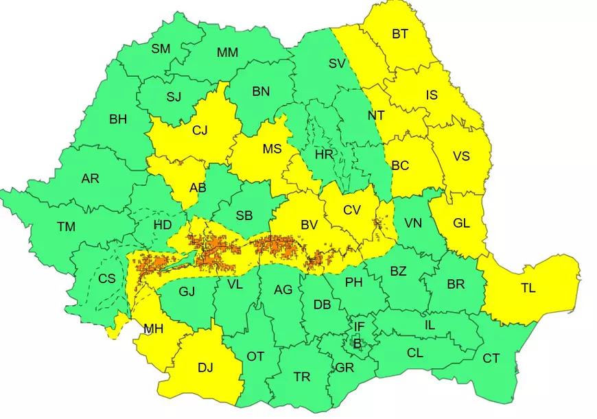 Harta zonelor lovite de ninsori, viscol și strat nou de zăpadă. Alertă meteo ANM până joi dimineață