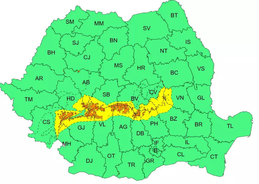 Harta zonelor lovite de ninsori, viscol și strat nou de zăpadă. Alertă meteo ANM până joi dimineață