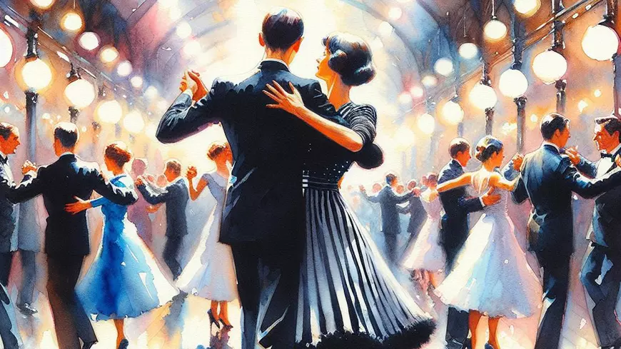 Cupluri dansand la un bal