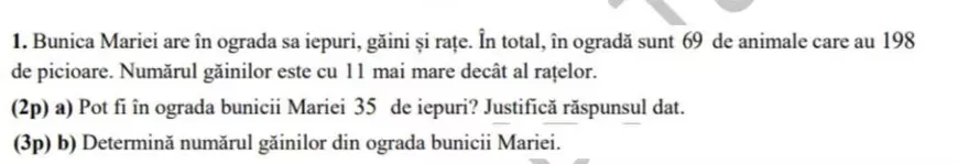 O promblemă de matematică