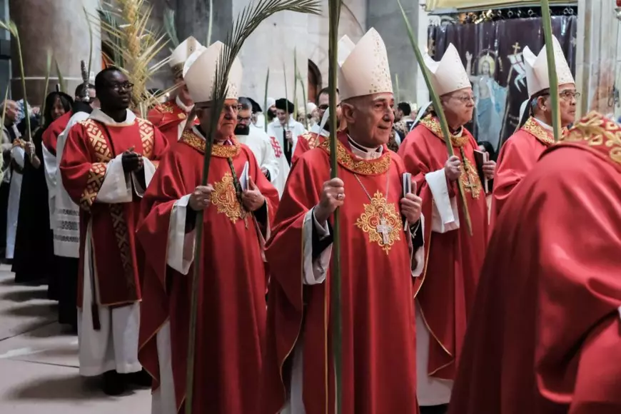 Procesiunea catolică de Duminica Floriilor la Biserica Sfântului Mormânt din Ierusalim, 13 aprilie 2025