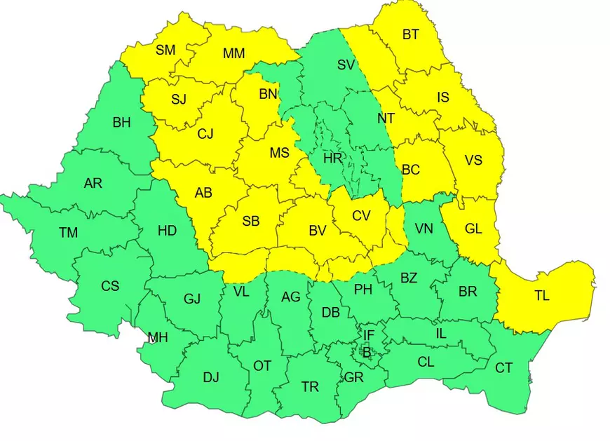 Județele lovite de fenomene meteo extreme pe 30 mai 2026. Sursa foto: ANM.