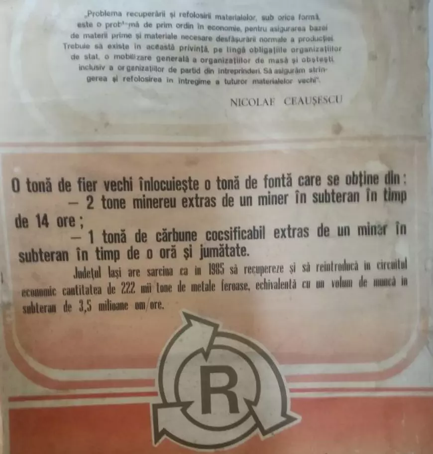 Reciclarea în România lui Ceaușescu. Cei trei „R” ai propagandei socialiste: recuperare, recondiționare, refolosire - obsesia economiei centralizate. Normele impuse unităților de miliție