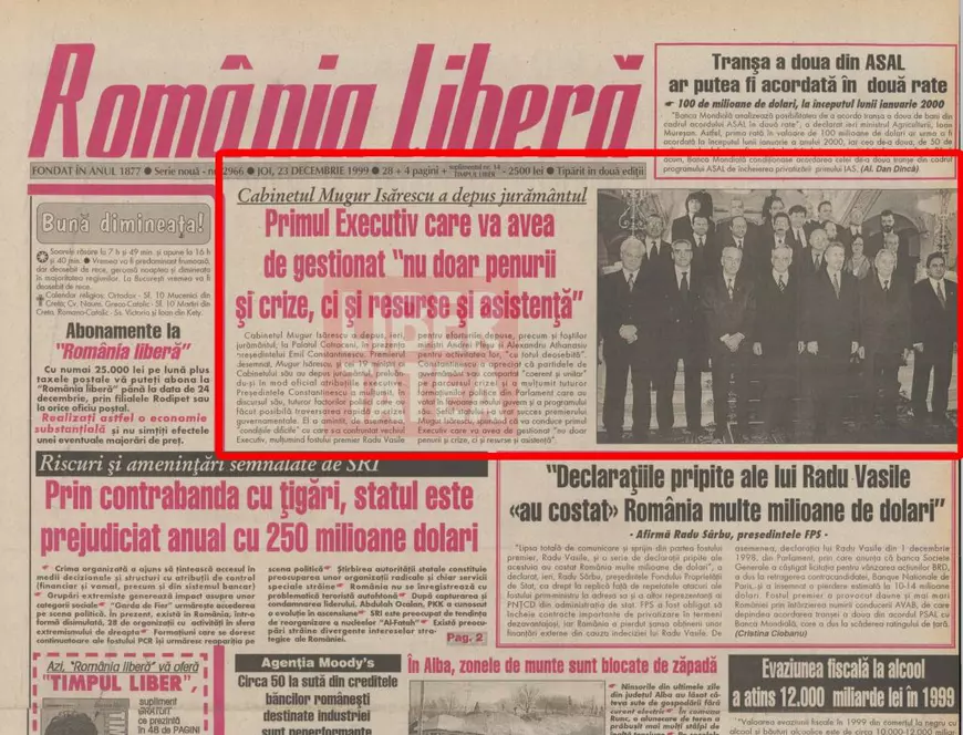 Mugur Isărescu și-a amintit perioada de premier: „Pe final, vorbeam singur și număram ca un deținut câte zile mai am”. Ce scriau ziarele la instalare, în 1999, și la plecare, în 2000