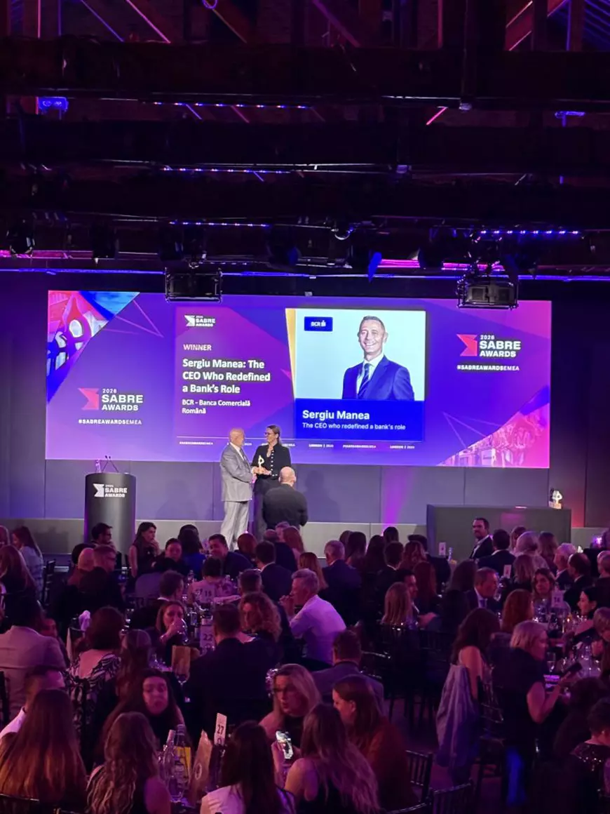 Sergiu Manea, CEO BCR, desemnat CEO of the Year la SABRE Awards EMEA 2026. Primul executiv din banking și primul CEO al unei companii din Europa Centrală și de Est care primește această recunoaștere