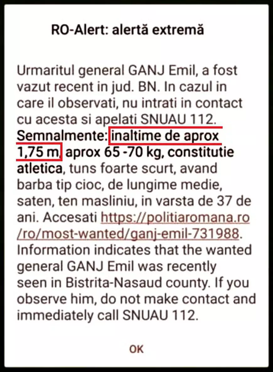 Poliţia Română l-a căutat pe Gânj mai tânăr, mai târziu şi cu 10 cm mai înalt. Ministerul de Interne evită să spună dacă recompensa de 5.000 de euro mai e valabilă