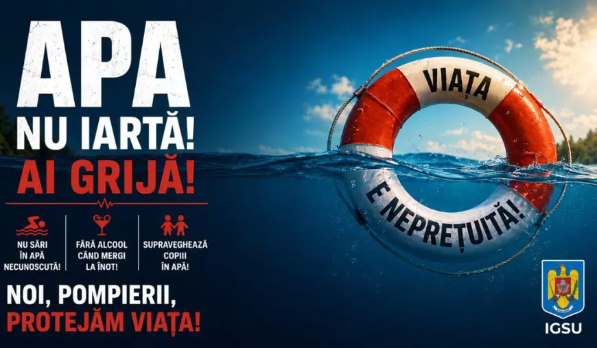 Campania „Apa nu iartă”, demarată de IGSU: Lista județelor din România cu cel mai mare risc de înec și greșeala pe care o fac mulți oameni vara