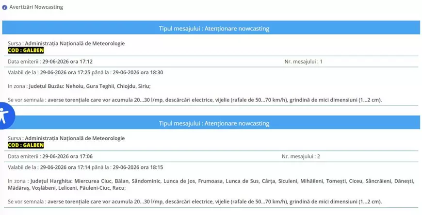 ANM a început să emită avertizări Nowcasting de furtuni violente, în plin cod roșu de caniculă. Care au fost zonele afectate și cum arată bilanțul pagubelor