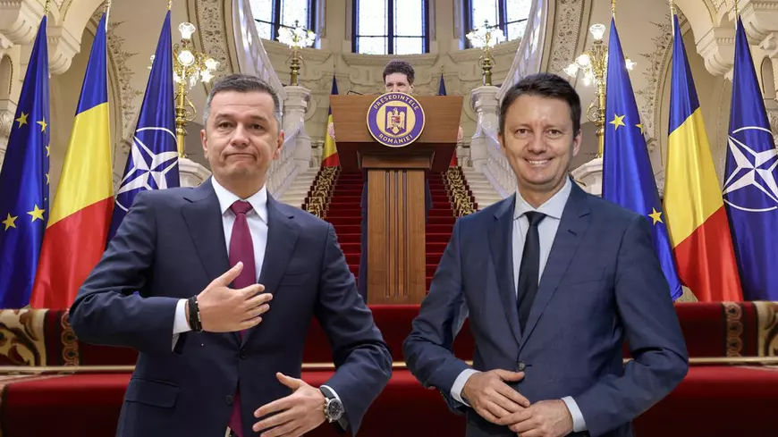 Colaj cu Nicusor Dan in fundal si Sorin Grindeanu i Sigfried Muresan in față