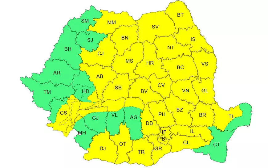 Ploi torențiale, grindină și vijelii în București și 35 de județe. Harta zonelor vizate de o nouă avertizare meteo ANM cod galben