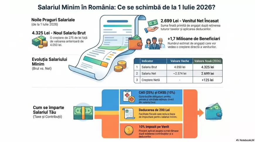 Salariul minim crește de la 1 iulie. Cu câți bani în plus vor rămâne românii în mână, ce își pot cumpăra cu ei și alte ce implicații are majorarea