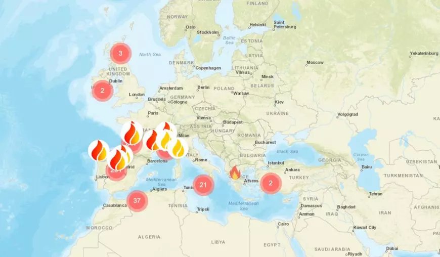 Hartă live pentru incendiile din Europa: cum verifici pe telefon dacă vacanța îți este pusă în pericol