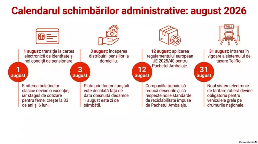 Ce se schimbă de la 1 august 2026 în România. Buletinele vechi devin excepție, reguli noi la pensii și taxe pe drumuri