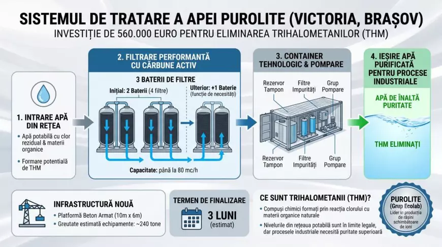 Fabrica Purolite din Brașov investește 560.000 de euro într-un sistem de tratare a apei. Cum funcționează mecanismul