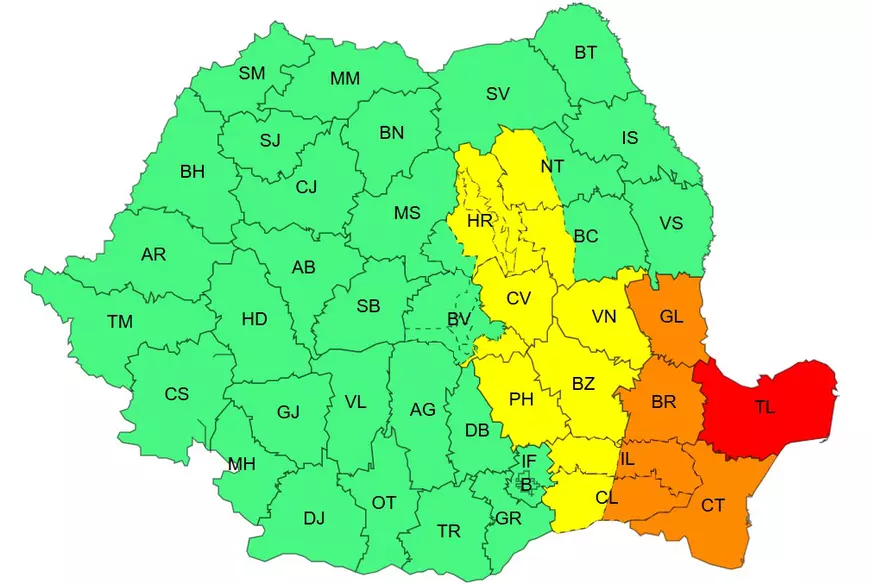 ANM a emis cod roșu de furtuni și ploi torențiale. Capitala și mai multe județe, sub coduri galben și portocaliu în următoarele ore