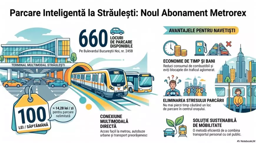Metrorex lansează abonamentul săptămânal la parcarea Străulești. Cât costă și de când intră în vigoare