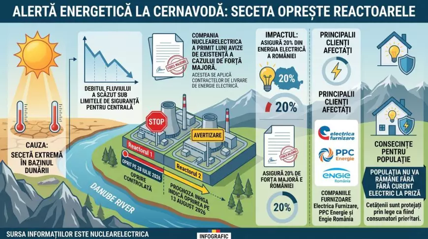Nuclearelectrica, caz de forță majoră, nu va putea livra energie clienților. Electrica Furnizare, PPC și Engie, afectate