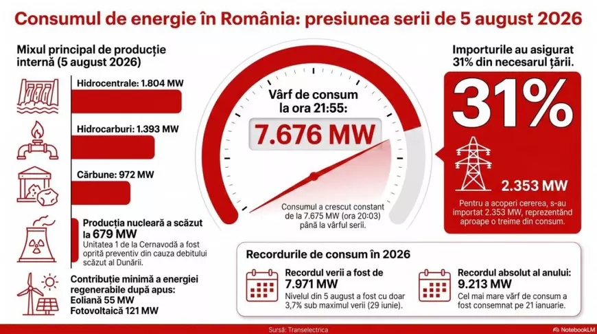 Consumul de curent electric, aproape de recordul verii, miercuri seară. Anca Sinea, expert în energie: „Ne alarmează aceste cifre în perioada de criză”