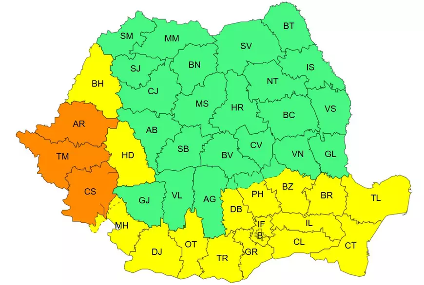 Ploi torențiale, grindină și vijelii în 39 de județe și București. Harta zonelor care rămân sub alertă de căldură extremă până sâmbătă