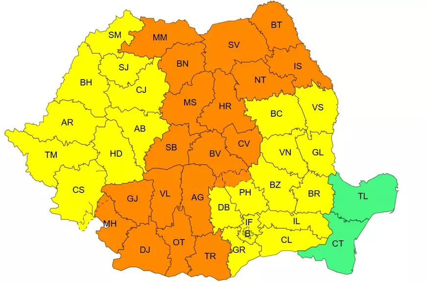Ploi torențiale, grindină și vijelii în 39 de județe și București. Harta zonelor care rămân sub alertă de căldură extremă până sâmbătă