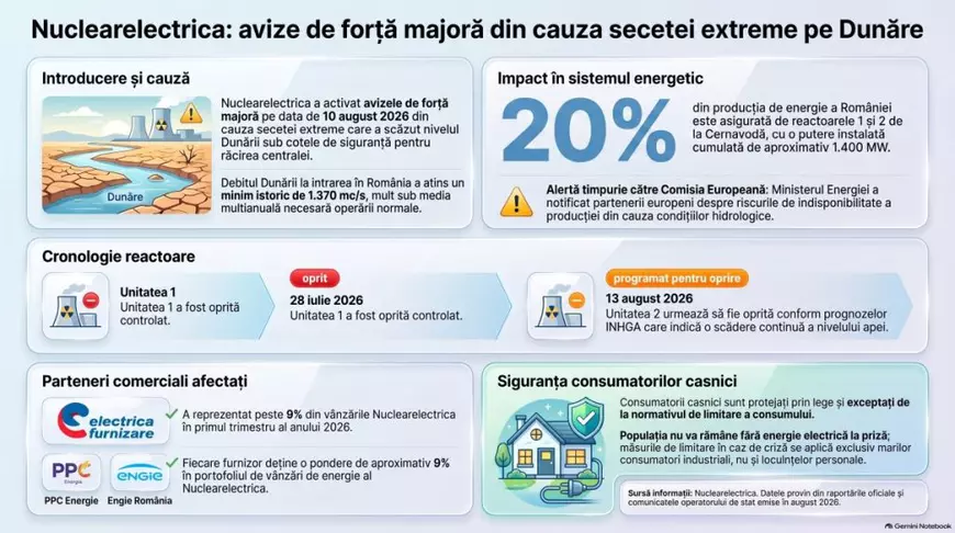 Nuclearelectrica, caz de forță majoră, nu va putea livra energie clienților. Electrica Furnizare, PPC și Engie, afectate