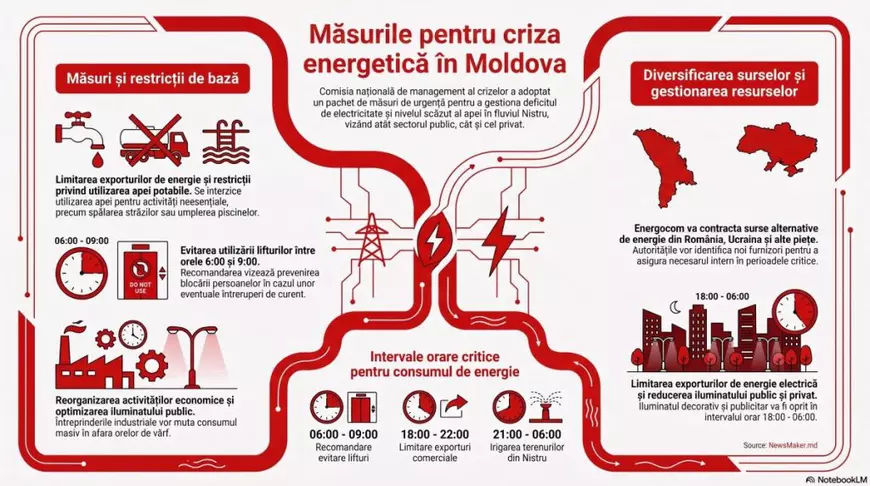 Fără lifturi între 6.00 și 9.00 dimineața, în Republica Moldova, din cauza crizei energetice. Energocom caută curent din România și Ucraina